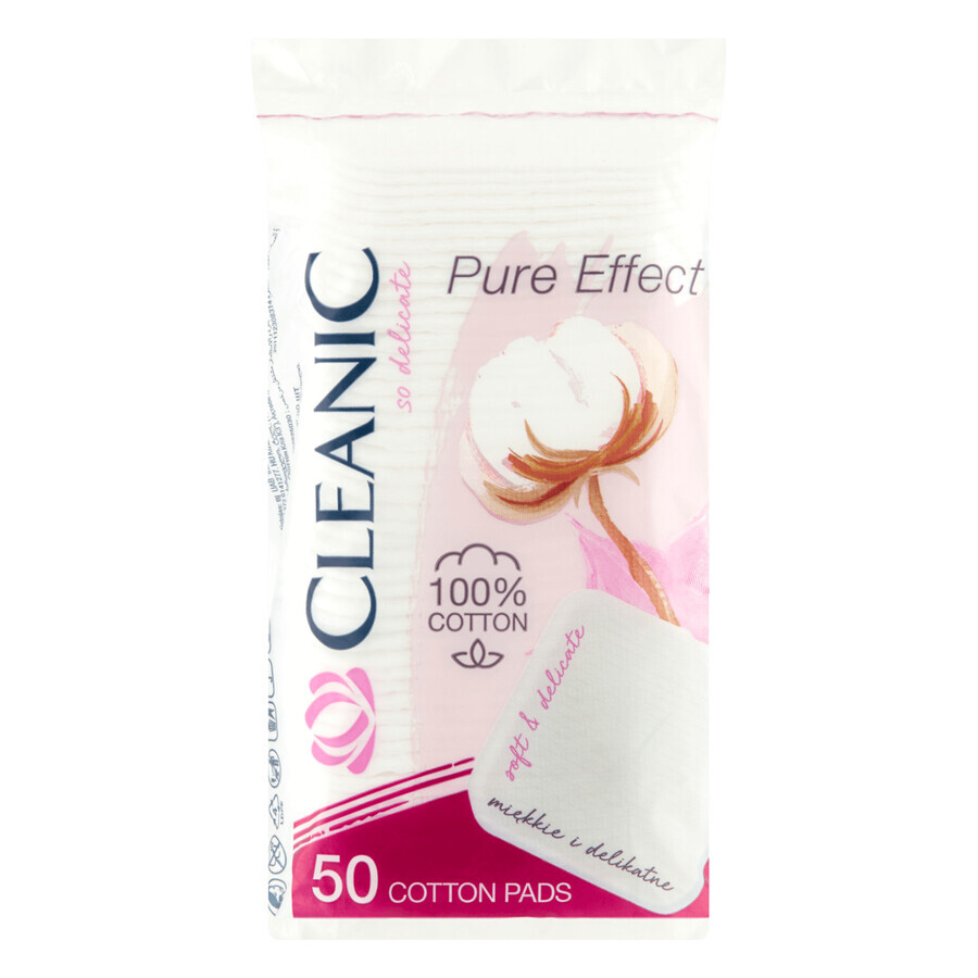 Cleanic Pure Effect Soft Touch, cosmetische pads, vierkant, 50 stuks