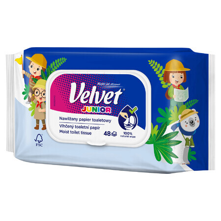 Velvet Junior, vochtig toiletpapier, met clip, 42 stuks