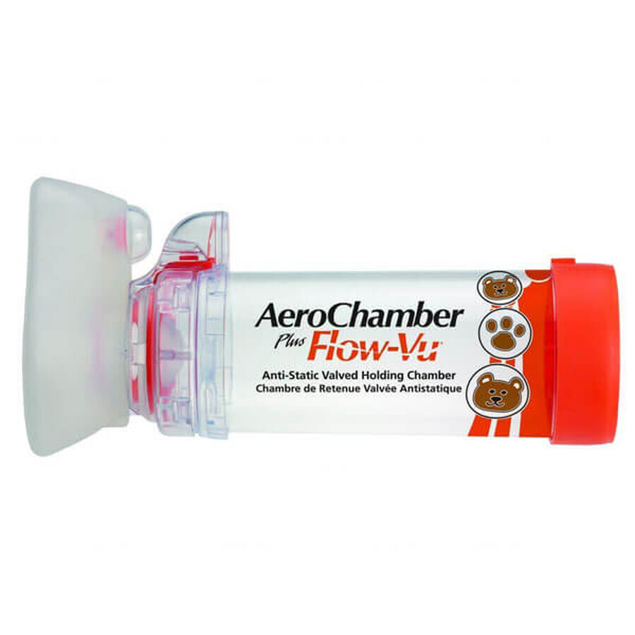 AeroChamber Plus Flow-Vu, inhalatiekamer met masker voor zuigelingen, 0-18 maanden, Klein, 1 stuk