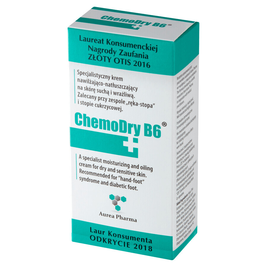 Chemodry B6, gespecialiseerde vochtinbrengende en smerende crème voor de droge, gevoelige en geïrriteerde huid, 50 ml