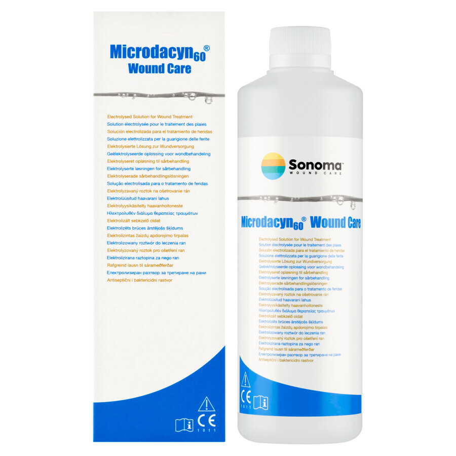 Microdacyn 60 Wound Care, solución electrolizada para el tratamiento de heridas, 500 ml