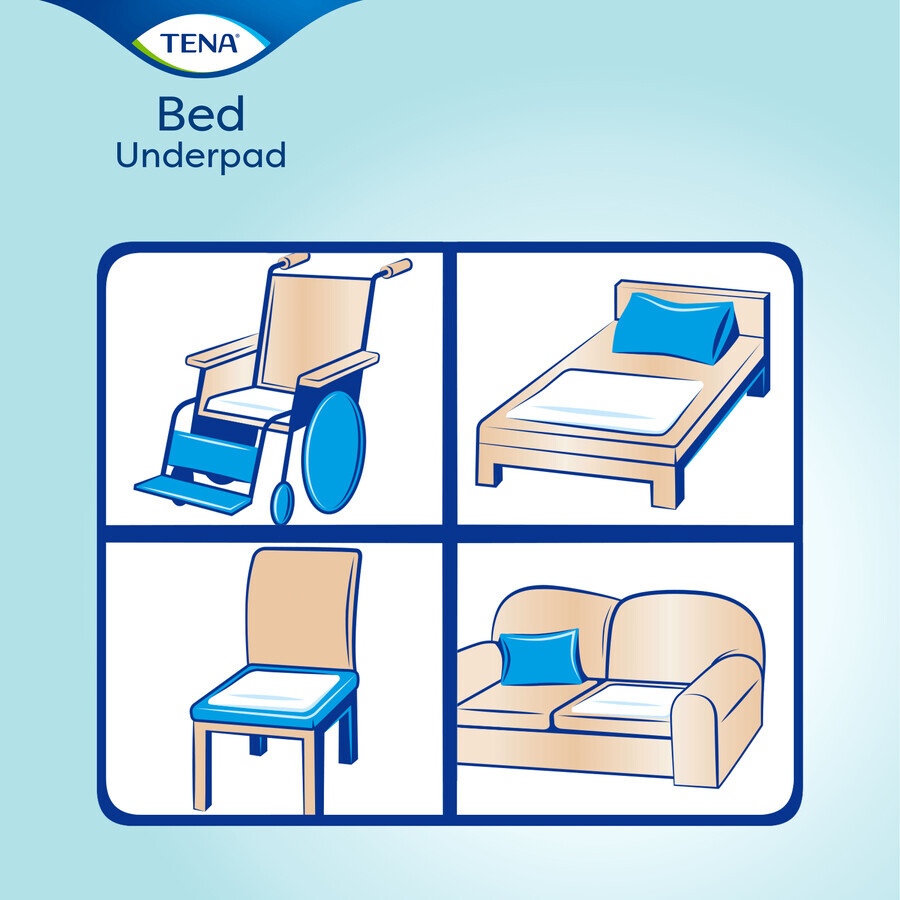 Tena Bed, absorberende pads, Normaal, 60 cm x 90 cm, 5 stuks