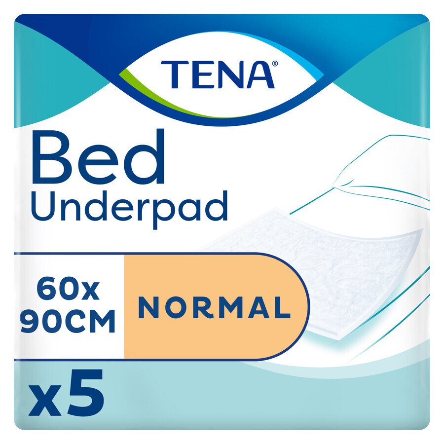 Tena Bed, absorberende pads, Normaal, 60 cm x 90 cm, 5 stuks