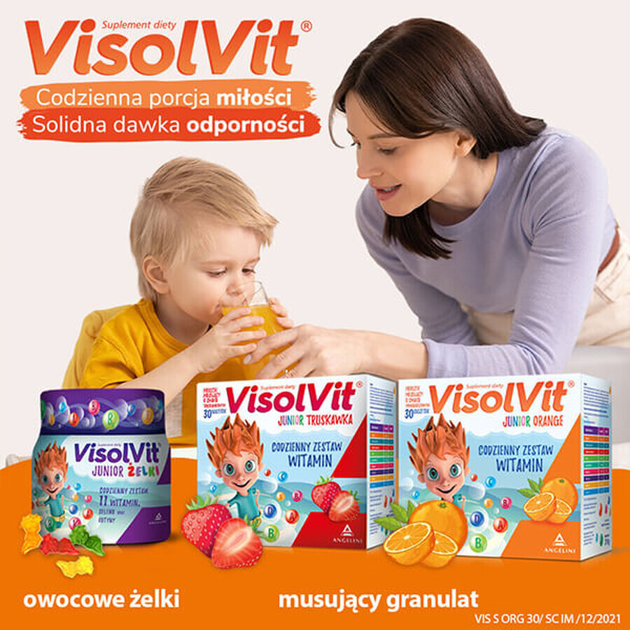 VisolVit Junior Orange, Brausepulver, Orangengeschmack, 30 Portionsbeutel