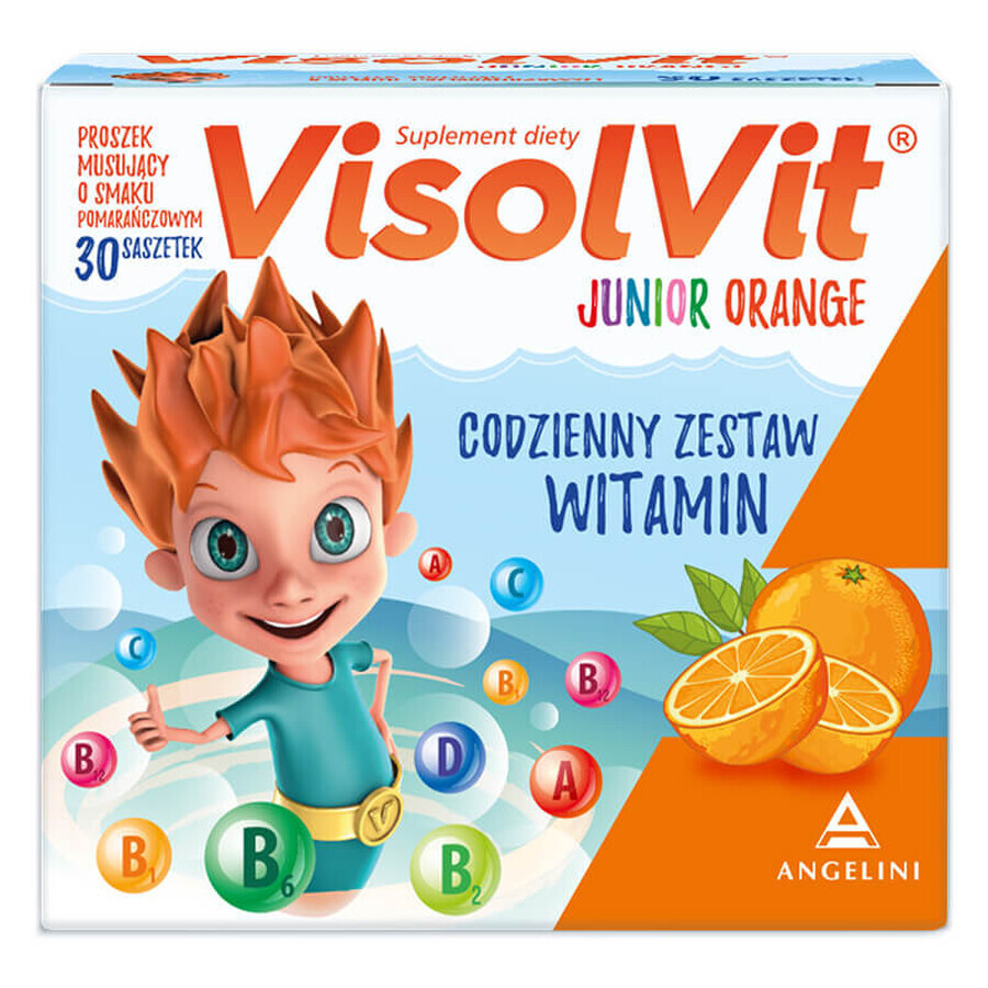 VisolVit Junior Orange, Brausepulver, Orangengeschmack, 30 Portionsbeutel