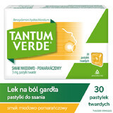 Tantum Verde 3 mg, honing-sinaasappelsmaak, 30 harde zuigtabletten