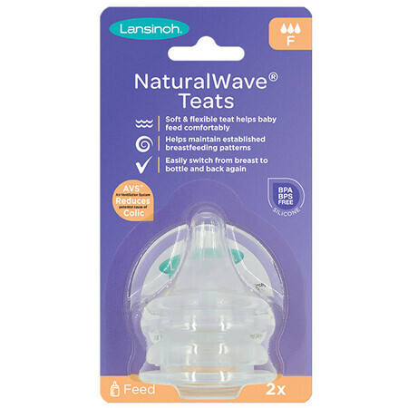 Lansinoh, NaturalWave fopspeen, fast flow, 2 stuks