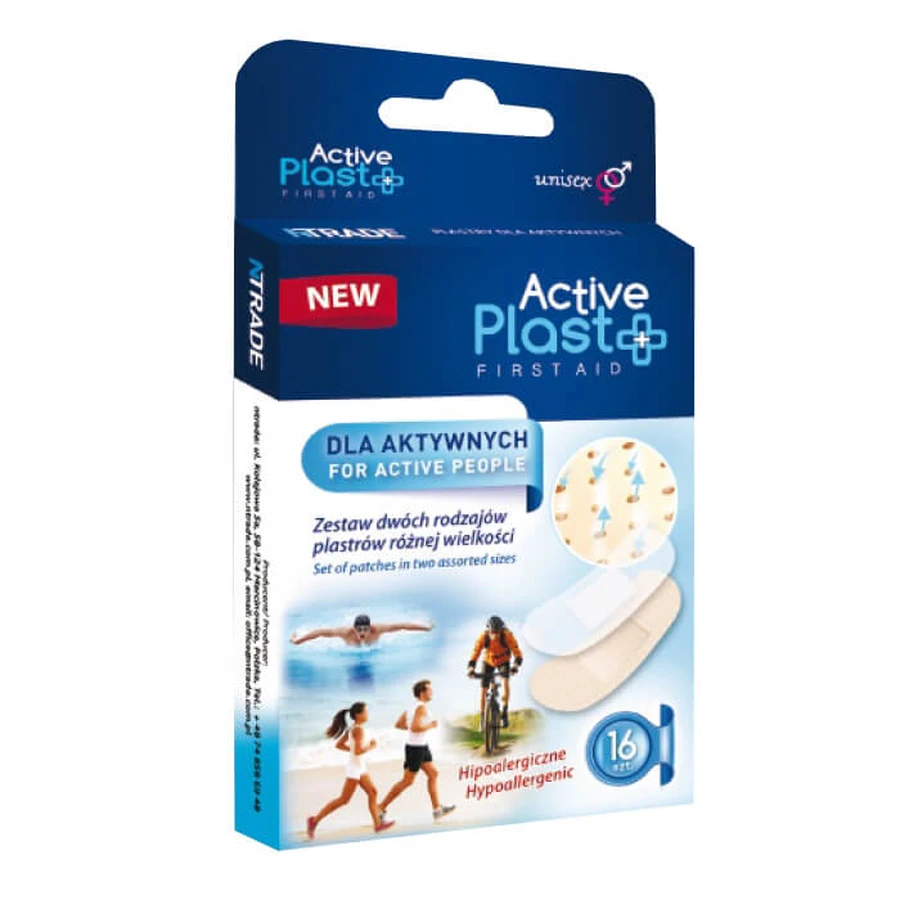 ActivePlast Eerste Hulp pleisters, voor actieve mensen, hypoallergeen, 16 stuks