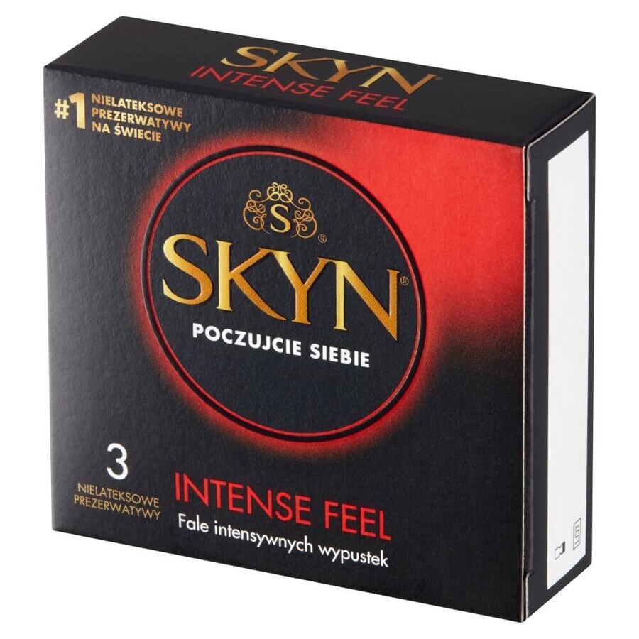 Unimil Skyn Intense Feel, Nicht-Latex-Kondome mit Paspel, 3 Stück