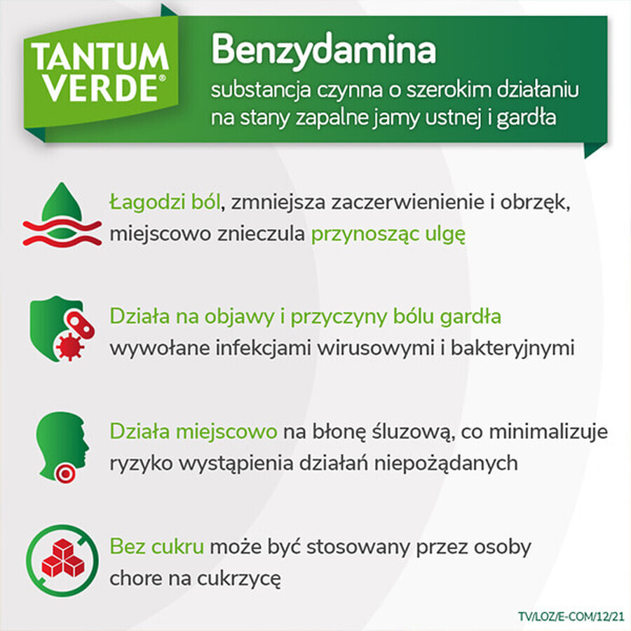 Tantum Verde 3 mg, aroma di eucalipto, 30 pastiglie rigide