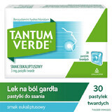 Tantum Verde 3 mg, eucalyptussmaak, 30 harde zuigtabletten