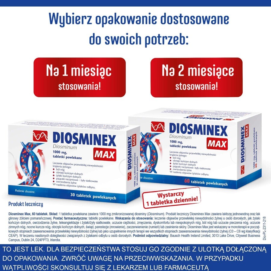 Diosminex Max 1000 mg, 60 Tabletten