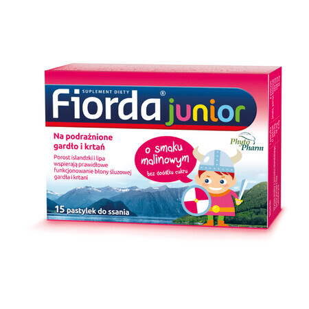 Fiorda Junior, frambozensmaak, 15 zuigtabletten