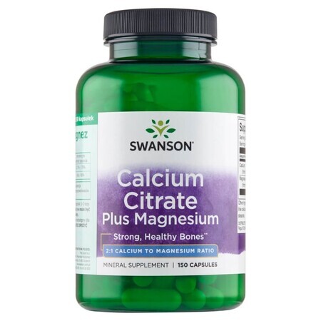 Swanson Calcium Citraat Plus Magnesium, calcium en magnesium, 150 capsules