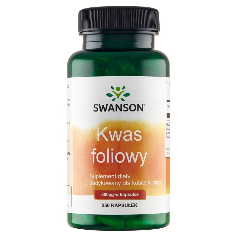 Swanson Foliumzuur, Foliumzuur 800 μg, 250 capsules