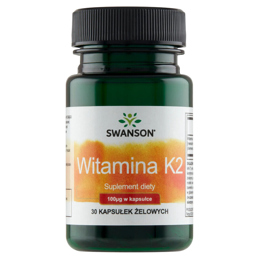 Swanson K-2, vitamine K 100 µg, 30 gelcapsules