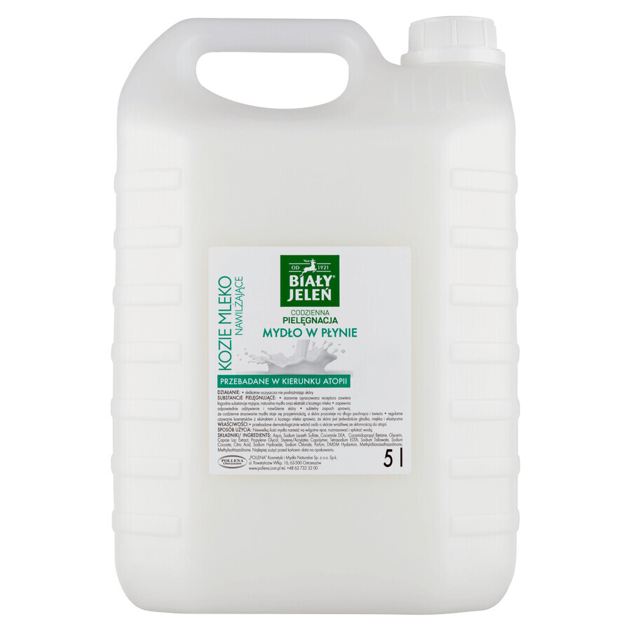 Biały Jeleń, jabón líquido, leche de cabra, recambio, 5 L