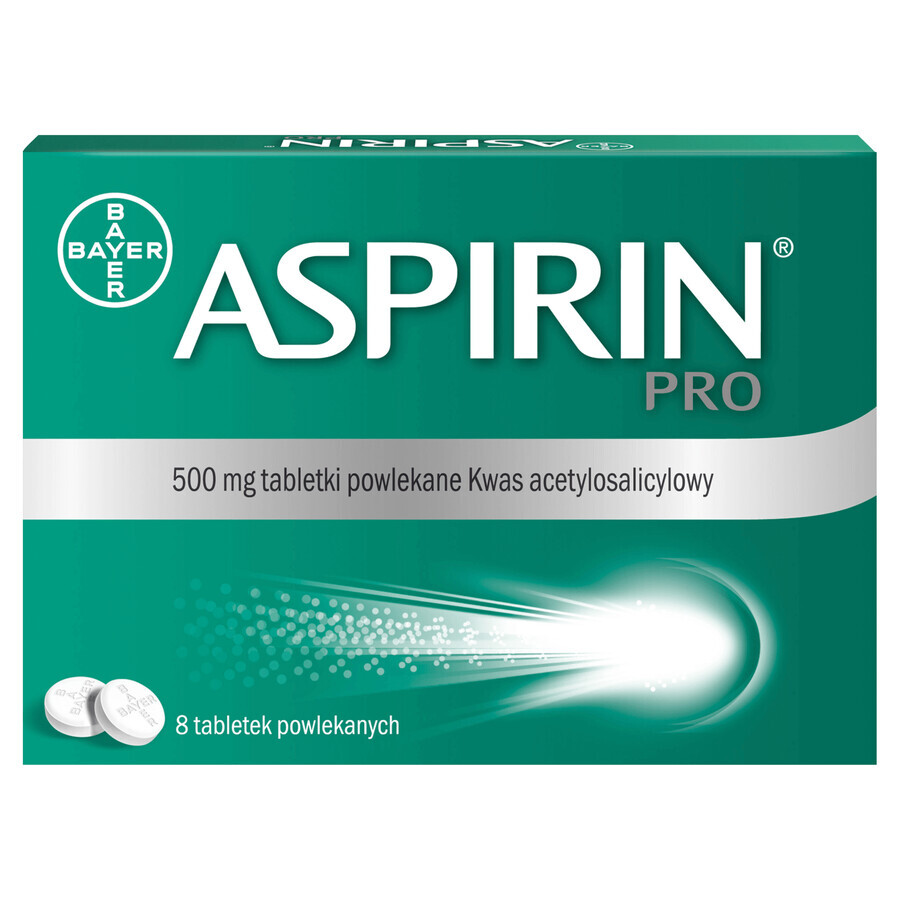 Aspirine Pro 500 mg, 8 filmomhulde tabletten