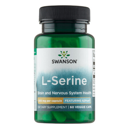 Swanson AjiPure L-Serine, L-Serine 500mg, 60 Vegetarian Capsules