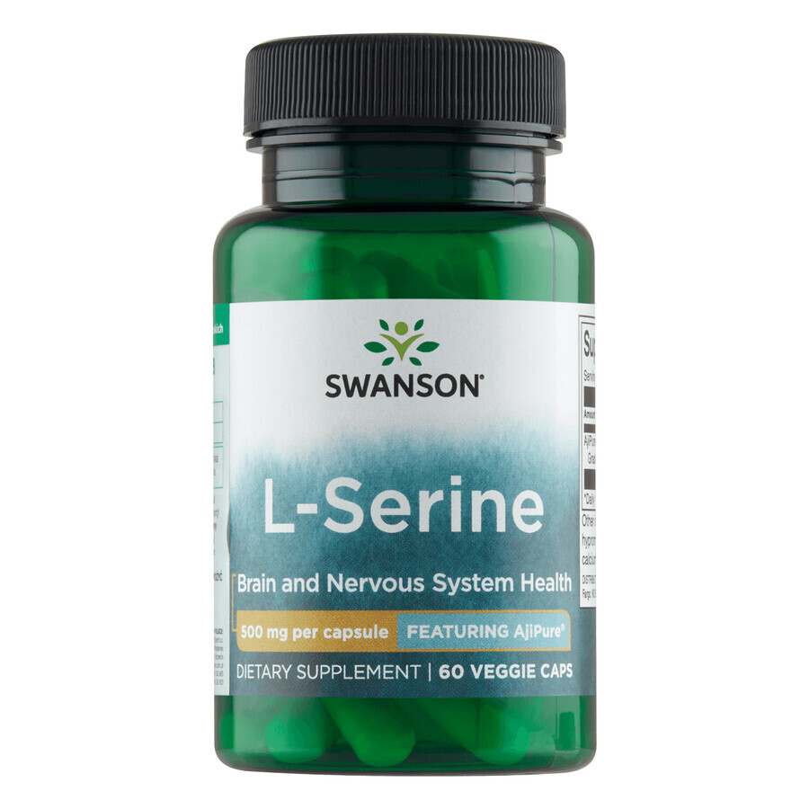 Swanson AjiPure L-Serine, L-Serine 500mg, 60 Vegetarian Capsules