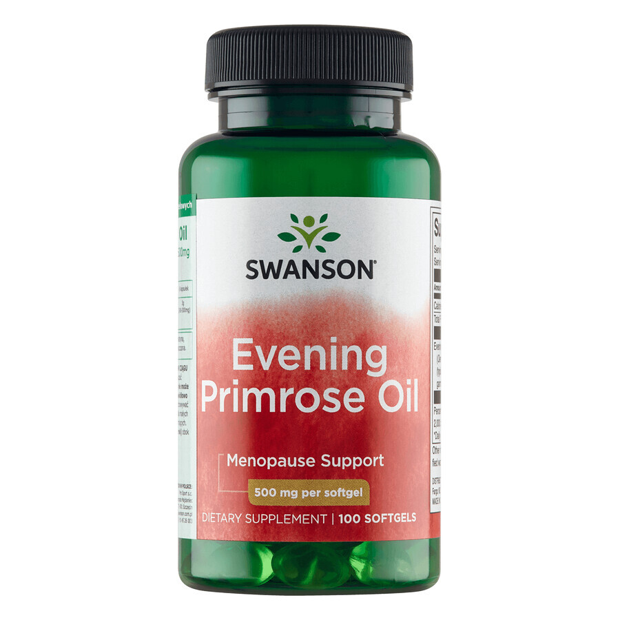 Swanson Evening Primrose Oil 500 mg, ulei de primrose de seară, 100 capsule gel