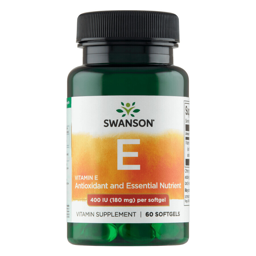 Swanson E, vitamine E 400 IE, 60 gelcapsules