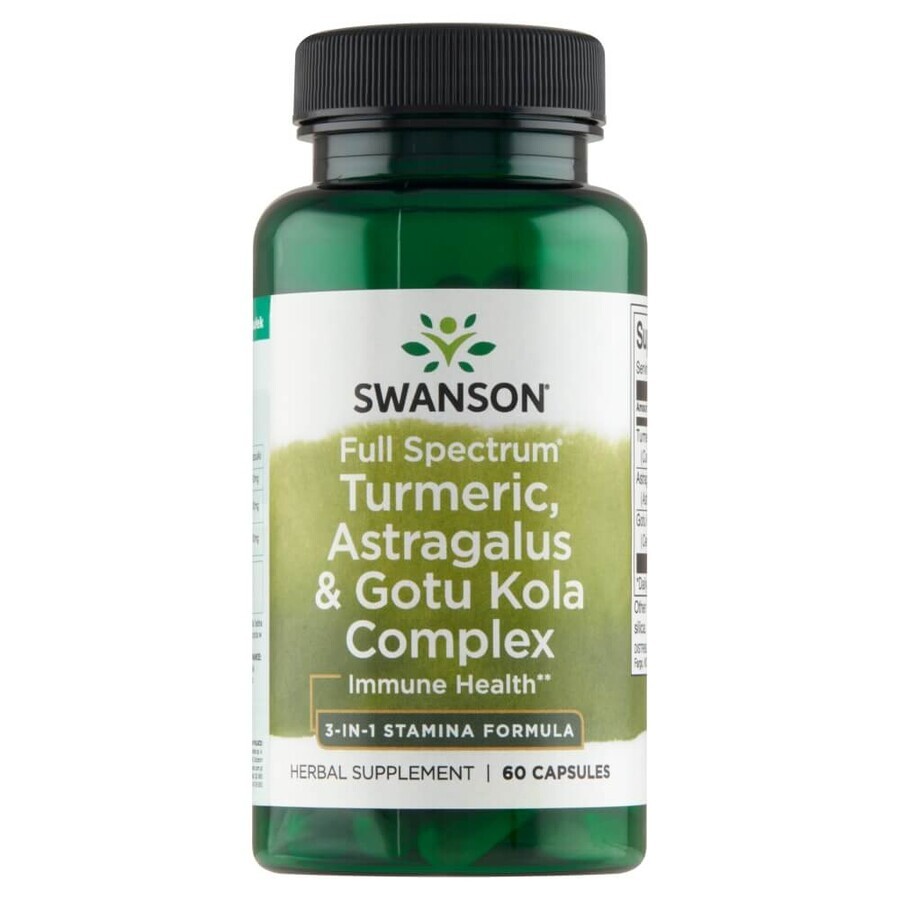 Swanson Full Spectrum Turmeric Astragalus &amp; Gotu Kola Complex, 60 gélules