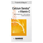 Calcium Sandoz + Vitamin C 260 mg + 1000 mg, orange flavor, 10 effervescent tablets