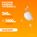 Calcium Sandoz + Vitamin C 260 mg + 1000 mg, orange flavor, 10 effervescent tablets