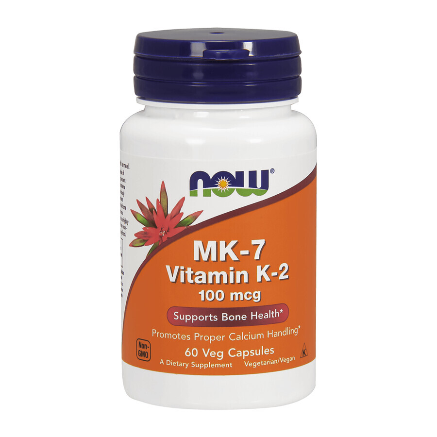 Now Foods MK-7 Vitamina K-2, vitamina K 100 µg, 60 cápsulas