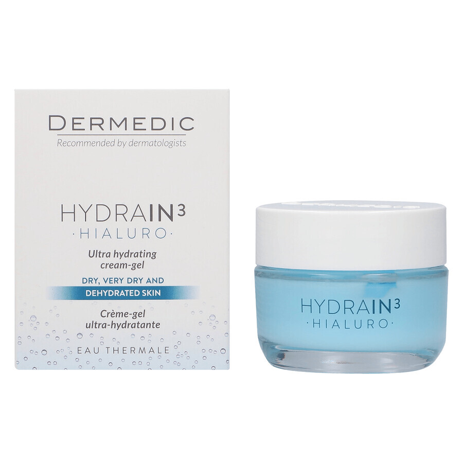 Dermedic Hydrain 3 Hialuro, ultrahydraterende gezichtscrème-gel, droge huid, 50 ml