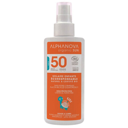 Alphanova Sun Kids Bio, zonnebrandspray voor kinderen, hypoallergeen, SPF 50, 125 g