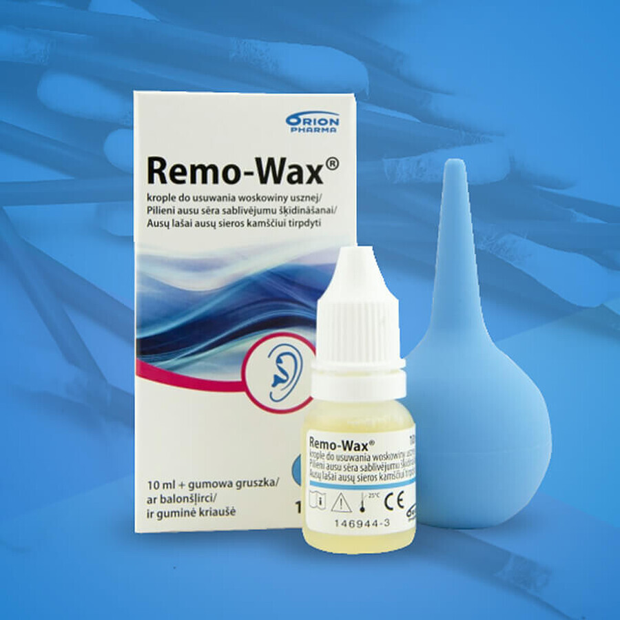 Remo-Wax, oorsmeerverwijderingsdruppels, 10 ml + rubberen parel