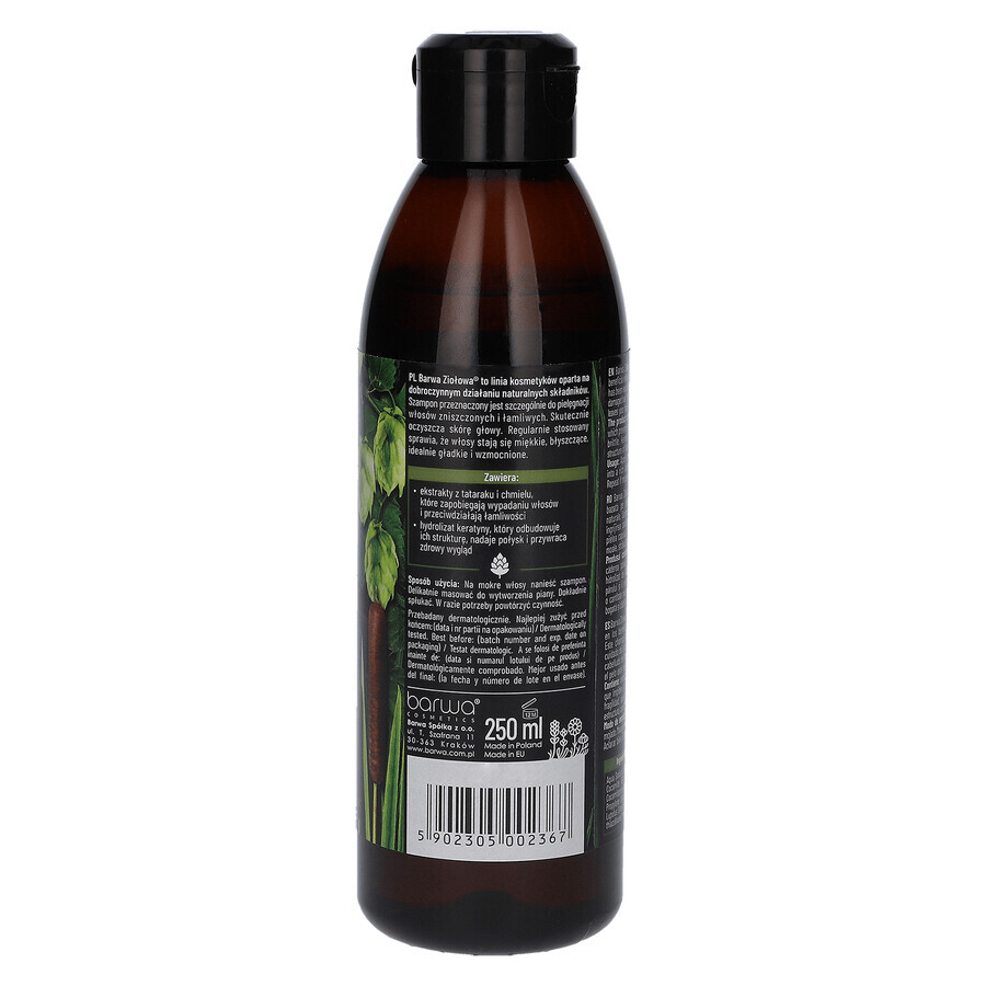 Barwa Ziołowa Tartak i Hop, shampoo alle erbe per capelli fragili e danneggiati, 250 ml