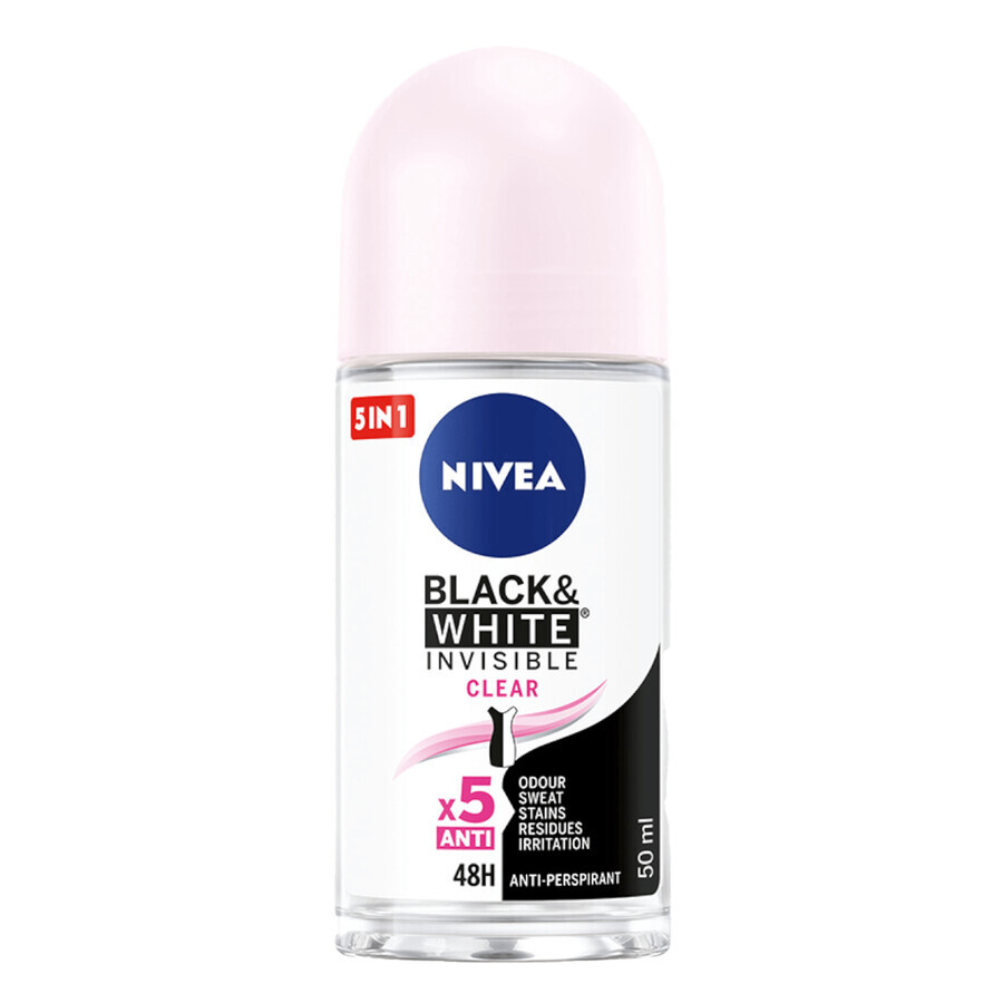 Nivea, roll-on antiperspirant, Invisible Black &amp; White, Transparent, 50 ml