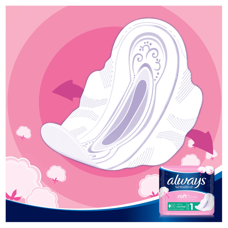 Always Sensitive, assorbenti igienici con ali, Ultra Normal Plus, 10 pz.