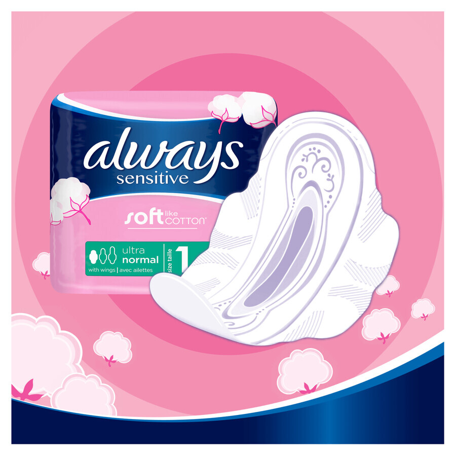 Always Sensitive, assorbenti igienici con ali, Ultra Normal Plus, 10 pz.