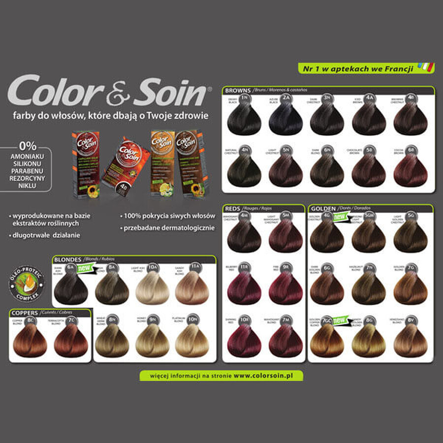 Color&amp;Soin, haarverf, 3N, donker kastanje, 135 ml