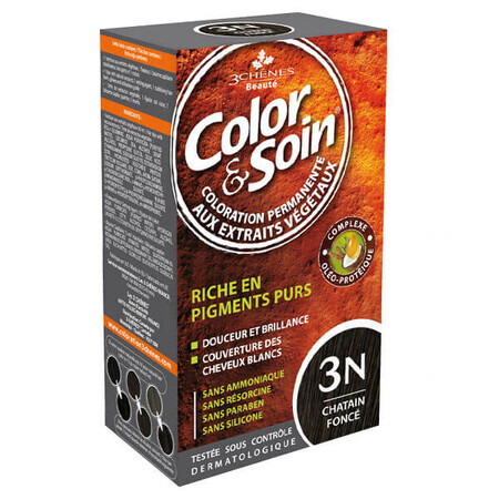 Color&amp;Soin, haarverf, 3N, donker kastanje, 135 ml