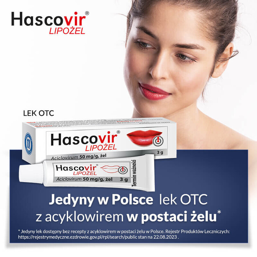 Hascovir Lipozel 50 mg/g, gel, 3 g