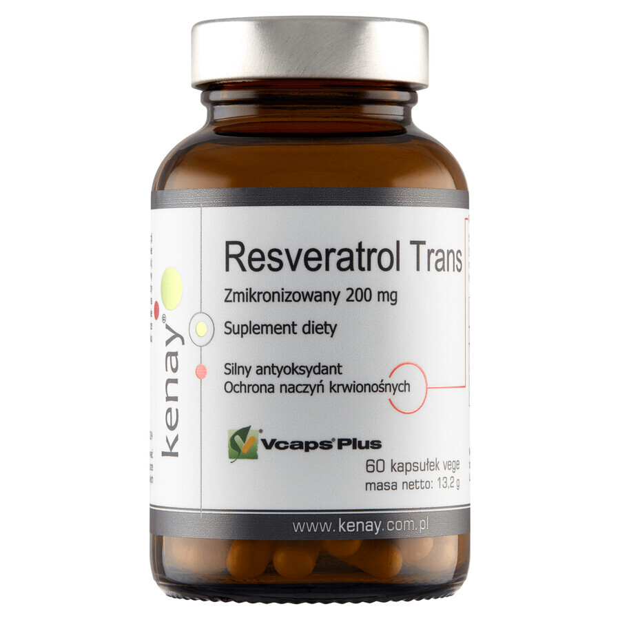 Kenay Resveratrol Trans Gemicroniseerd 200 mg, 60 plantaardige capsules