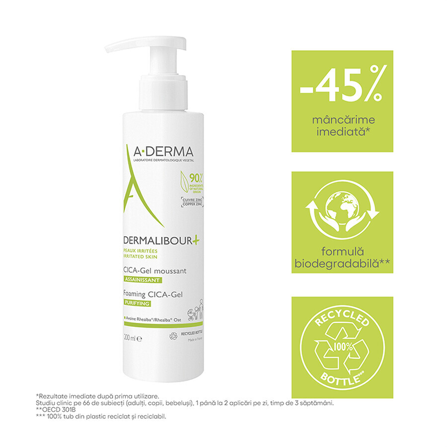 A-Derma Dermalibour Gel moussant anti-irritation+Cica, 200 ml