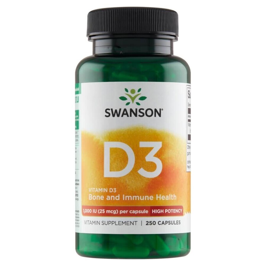 Swanson D3, vitamin D 1000 IU, 250 capsules