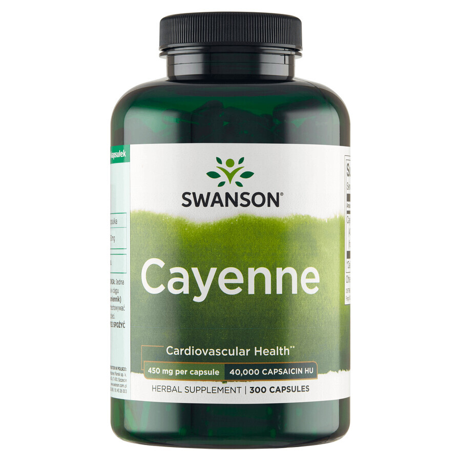 Swanson Cayenne, cayennepeper 450 mg, 300 capsules