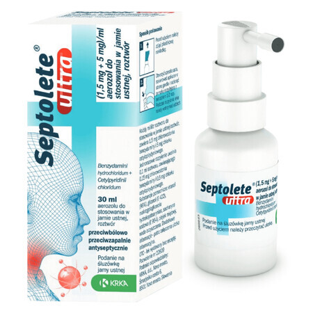 Septolete Ultra (1,5 mg + 5 mg)/ml, orale spray, oplossing, 30 ml