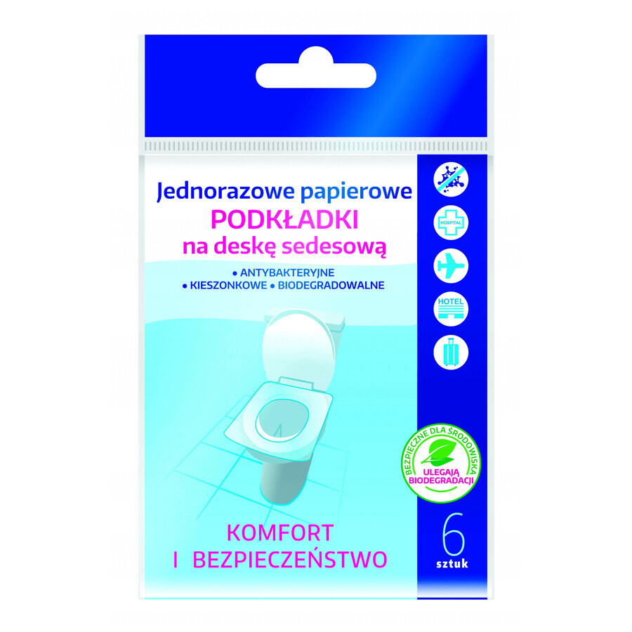 Inter-Vion, toiletbrilkussentjes, wegwerp, papier, antibacterieel, 499260, 6 stuks