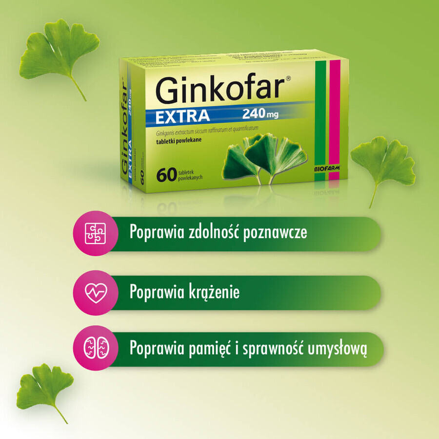 Ginkofar Extra 240 mg, 60 filmomhulde tabletten