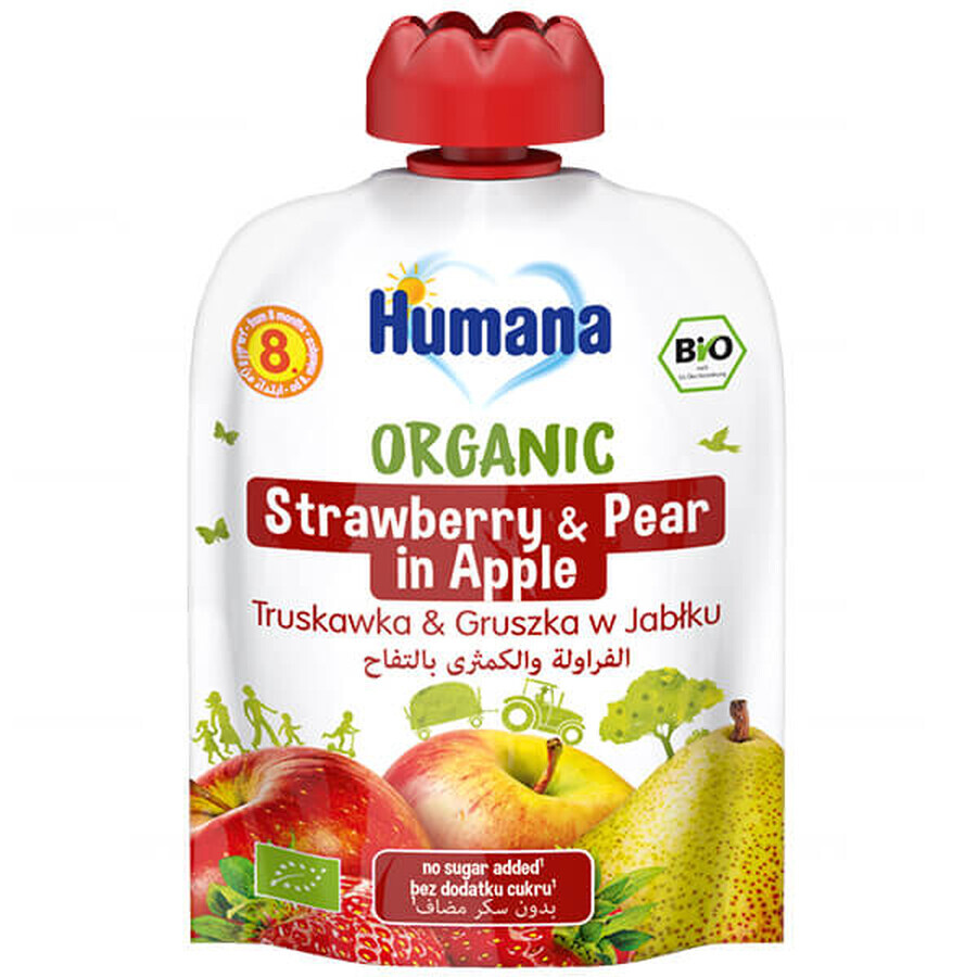 Humana, Biologische mousse, appel-peer-aardbei, na 8 maanden, 90 g