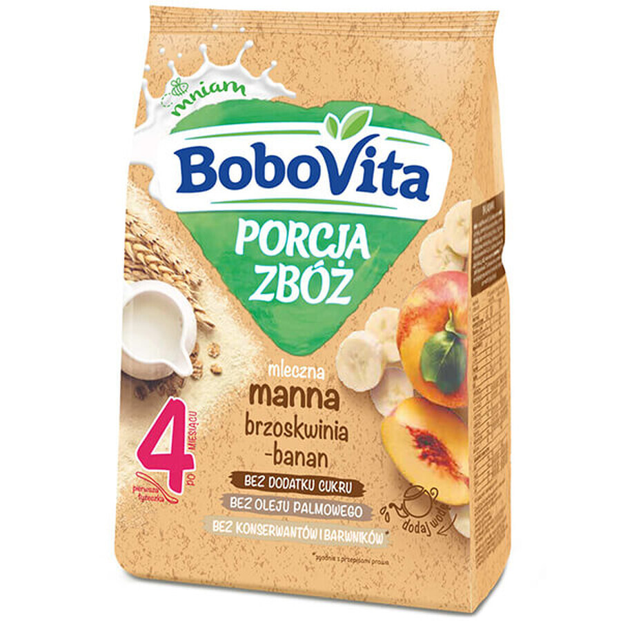 BoboVita Porcja Zbóż Pap manna, perzik-banaan, melk, geen suiker toegevoegd, na 4 maanden, 210 g