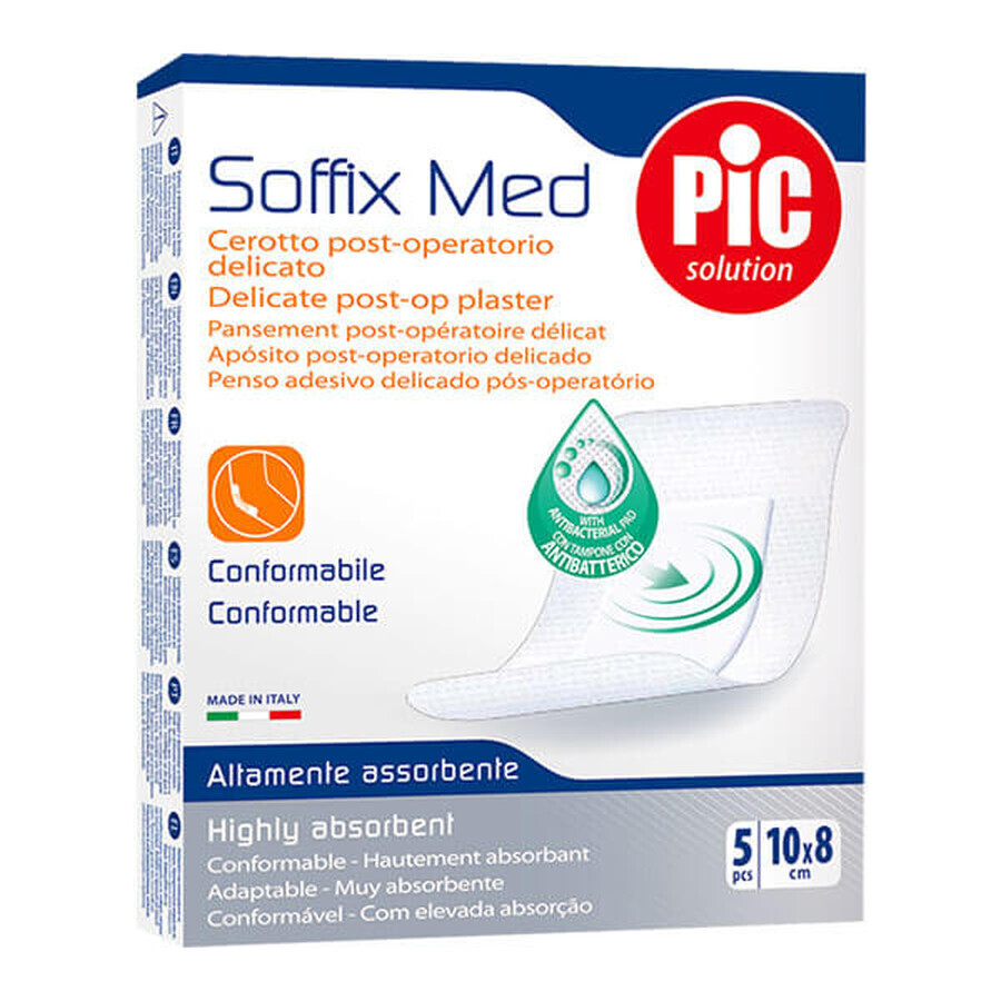 Pic Solution Soffix Med, postoperative antibacterial dressing, 8 cm x 10 cm, 5 pieces